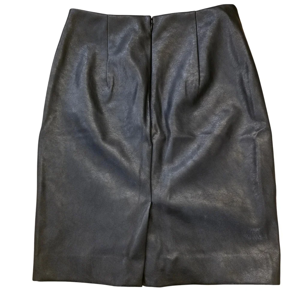 J.CREW Black Vegan Leather Pencil Skirt Sz 6 Classic High‎ Waist Minimalist Chic